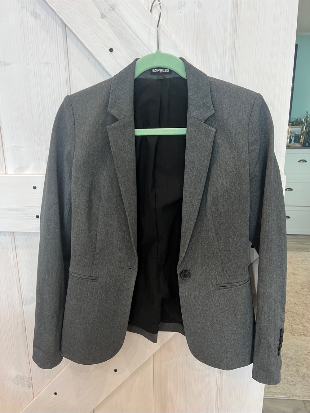 Express Men’s Charcoal Gray Single-Button Blazer